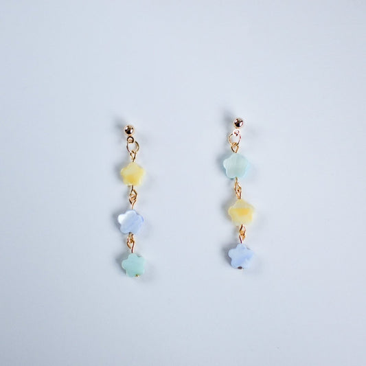 colourful dangle flower bead earrings